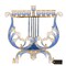 Matashi Hand Painted Blue And Ivory Harp Menorah Candelabra With Gold Accents And Fine Crystals Jewish Candle Holder